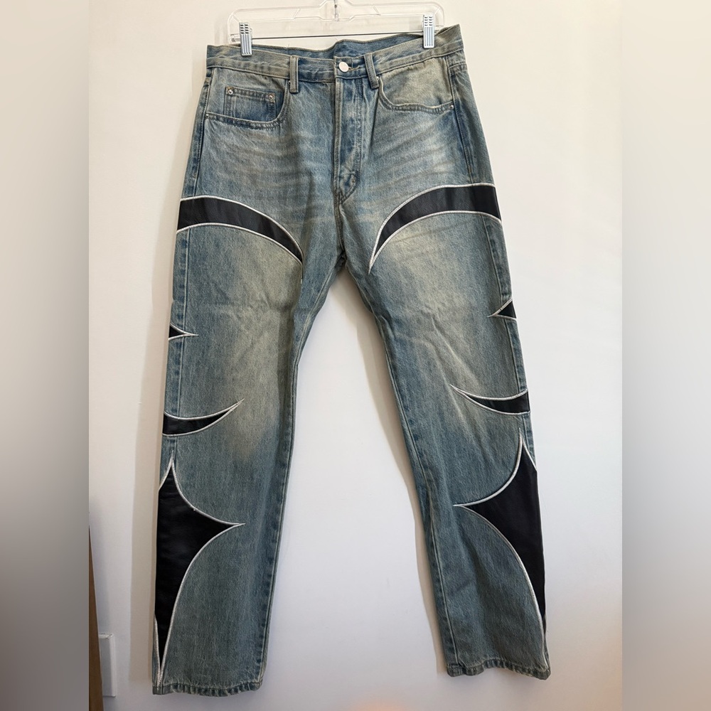 Stylish Blue Jeans with Black Accents